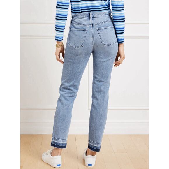 Talbots Slim Ankle Jean Blue Denim Cropped Pants Released Hem Womens Size 4P EUC - Picture 2 of 16